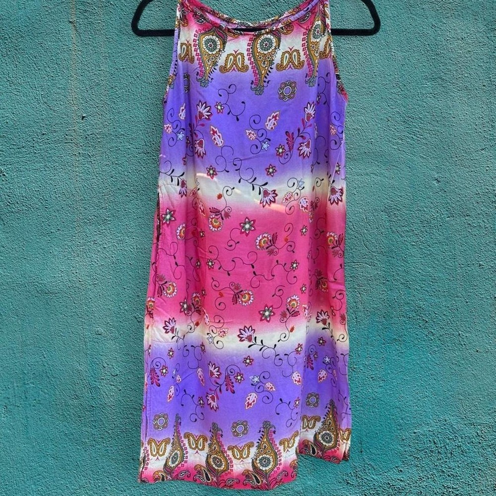 Y2K Handmade Paisley Boatneck Mini Dress